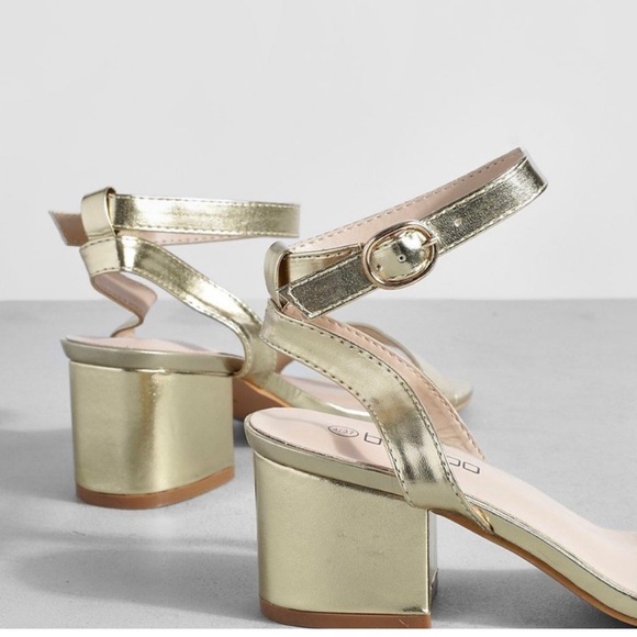 Gold Metallic Low Block Heels Size 9.5, 9. Never worn. - Picture 4 of 7